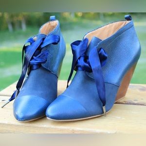 Ankle booties with satin laces. Pilcrow and the letterpress